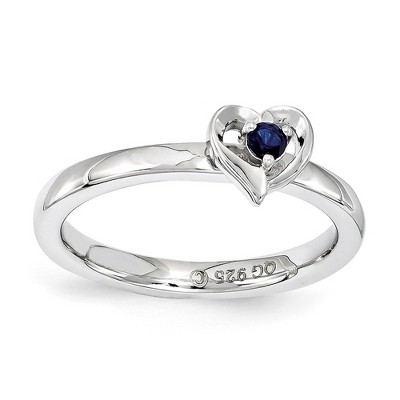 Black Bow Jewelry Sterling Silver Stackable Expressions Created Sapphire 6mm Heart Ring