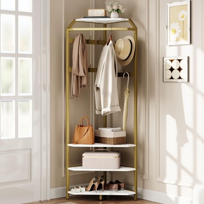 Freestanding Coat Rack with Shoe Bench, 12 Hooks & 3-Tier Shelves - Heavy Duty Hall Tree for Entryway, Bedroom, Living Room