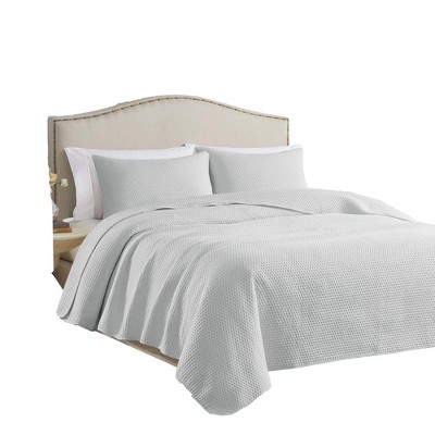 RT Designers Collection Caitlyn 3 Pieces Washed Pinsonic Lightweight Quilts Set For Bedding Silver
