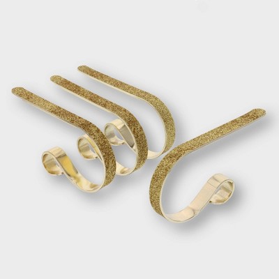 Haute Decor Original Mantle Clip Christmas Stocking Holder Gold Glitter: Secure & Adjustable, Holds 10lbs
