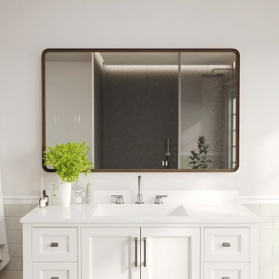 Flash Furniture Ava Metal Deep Framed Wall Mirror - Large Accent Mirror for Bathroom, Entryway, Dining Room, & Living Room