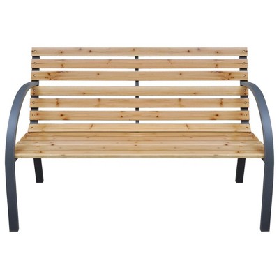 vidaXL Solid Wood Fir Patio Bench 44.1" - Industrial Style Outdoor Seating - Durable, Comfortable and Safe - Perfect for Garden/Patio/Lawn