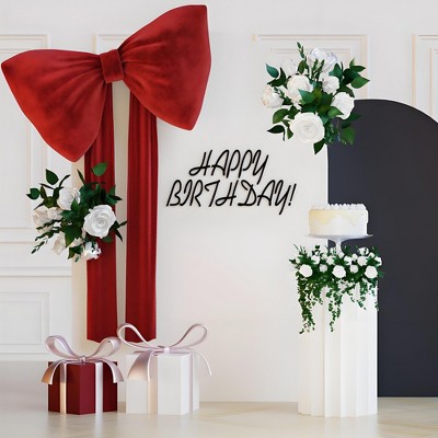 XL 30x18 Inch Velvet Bow Decor - 40" Streamers for Weddings, Birthday Parties, Nursery | Black/Pink/Red (No Assembly)