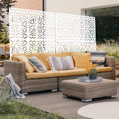 CAVINAS Patio Decorative Screen Metal Fence Privacy Screen with Rhombus Pattern for Outside and Garden, 76" H×48" W