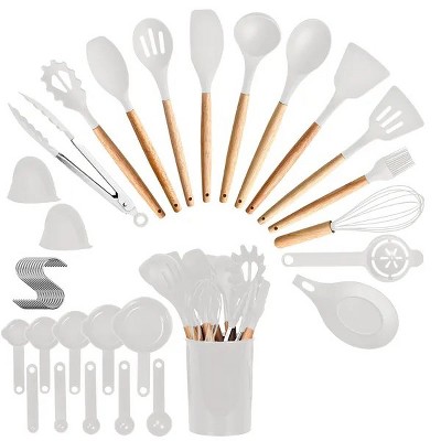 35Pcs Kitchen Cooking Utensils Set Spatula Set Baking Utensil Set Kitchen Accessories Necessities w/ Holder Egg Whisk Separator Tong Turner Spoons Cup