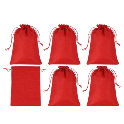 Unique Bargains Cotton Linen Bank Coin Change Bag with Drawstring 6 Pcs