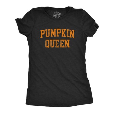 Womens Pumpkin Queen T Shirt Funny Halloween Jack-O-Lantern Autumn Graphic Novelty Tee - Crazy Dog Women's T Shirt For Halloween Season