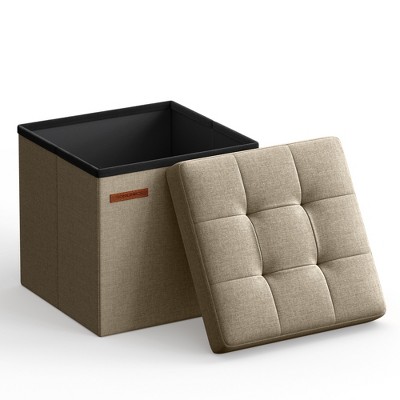 SONGMICS 11.8 Inches Folding Storage Ottoman Bench Footstool Bedroom Bench with Storage