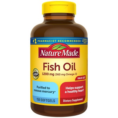 Nature Made Fish Oil Supplements 1200 mg Omega 3 Supplements for Healthy Heart Support Softgels
