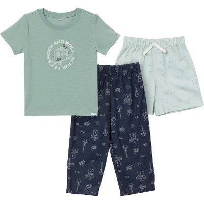 Gerber Toddler Boys' 3-Piece T-Shirt, Shorts & Pants Pajama Set