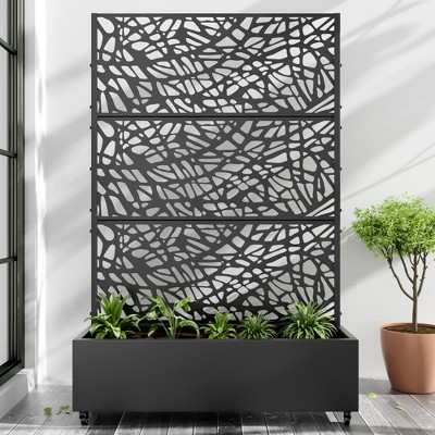 Iron Art Black Planter Box With Climbing Frame (net 01) 183*120*40cm
