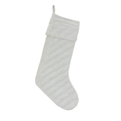 19" HGTV Home Collection Quilted Velvet Stocking Ivory - National Tree Company