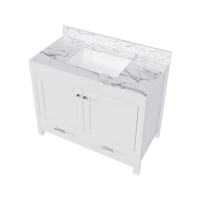 Dexmalle 43"Multi-functional Marble Pattern Top Bathroom Vanity