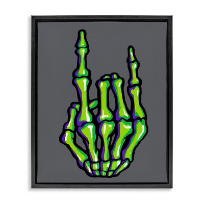 Stupell Industries Rock On Skeleton Hand Floating Frame Canvas Art