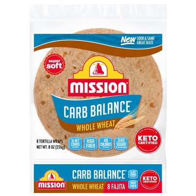 Mission Carb Balance Fajita Size Whole Wheat Flour Tortillas - 8oz/8ct