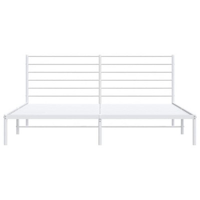 vidaXL Metal Bed Frame without Mattress with Headboard White California King
