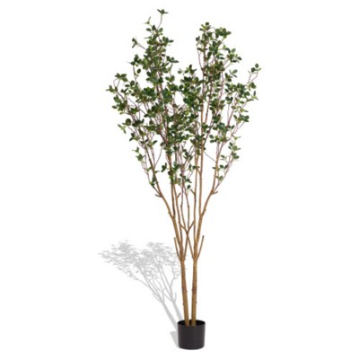 Syemin Artificial Plant Large UV Artificial Plant Branch Double Pole Island Spring Flower Bonsai Tropical Plant 1set, Green, 6.7"*23.6"*63"