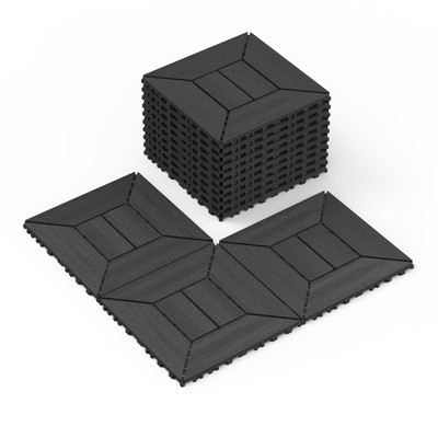 Chic Crate 44 Pack 12'' Interlocking Plastic Deck Tiles – Dark Gray, Waterproof