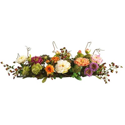 Nearly Natural 6.5-in Mixed Peony Centerpiece Artificial Flower Arrangement