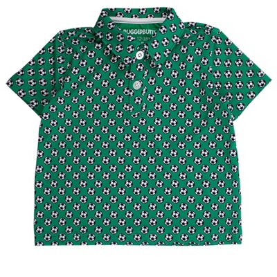 RuggedButts Toddler Boys Knit Short Sleeve Performance Polo - Soccer Mania, 2T