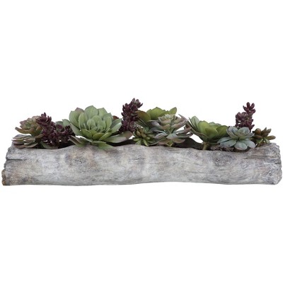 Uttermost Potted Faux Artificial Plant Realistic Green Succulent in Concrete Container for Home Decoration Living Room 10" High