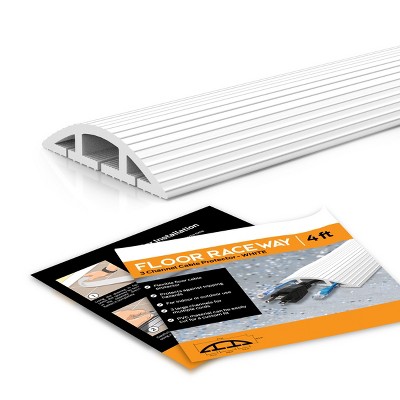 4-Foot Cord Cover - Floor Cable Management Kit for Indoor or Outdoor Use - 3-Channel Cable Raceway for Sidewalks or Walkways by Simple Cord (White)