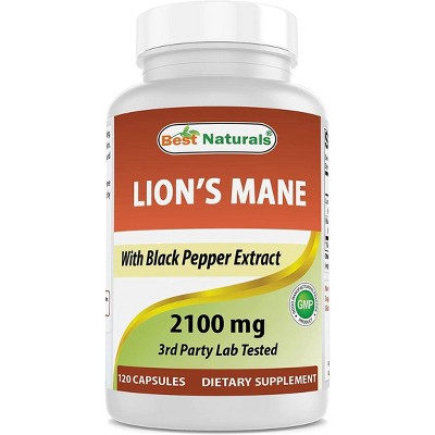 Best Naturals Lions Mane Mushroom Supplement 2100mg - 120 Capsules - Supports Mental Clarity, Focus & Immune Health