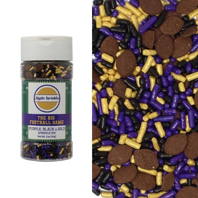 Mystic Sprinkles The Big Football Game - Purple, Black & Gold Sprinkle Mix 3oz