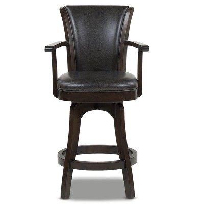 PAGED 46" High Swivel Counter and Bar Stools, Modern Upholstered with High Back and Arms Counter Height Bar Stools for Pub, Dining Room