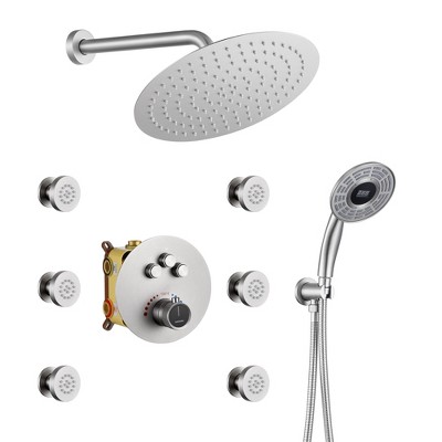 CASAINC 3-function Luxury Thermostatic Dual Shower Faucet with Body Spray