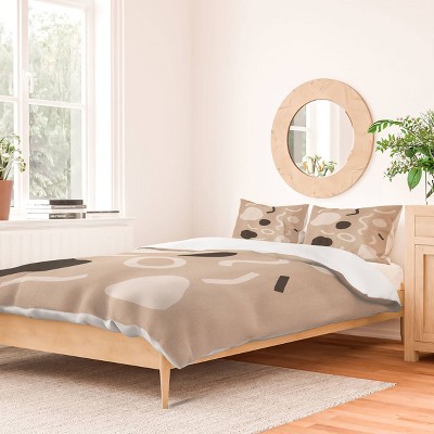 Deny Designs 3pc Full/Queen Cortney Herron Abstract Confetti Duvet Cover and Pillow Sham Set Cream: Woven Polyester, 300 Thread Count, Zippered