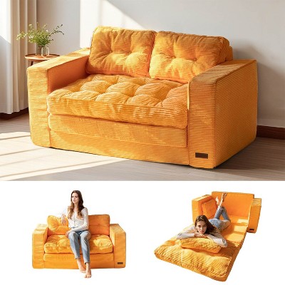 MAXYOYO Convertible Sofa Bed, Pull Out Loveseat Sleeper Sofa, 2 in 1 Folding Couch Bed
