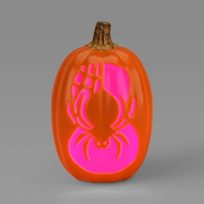 16" Lit Pumpkin Spider with Web and Timer Halloween Decorative Prop - Hyde and EEK! Boutique™