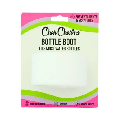 CharCharms Water Bottle Boot White: Silicone Drinkware Accessory, Dishwasher-Safe, Fits 3" Width, Hot/Cold Beverages