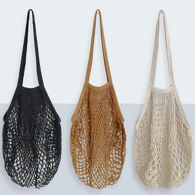 Wrapables Cotton Mesh Net Shopping Bag, Grocery Bag for Vegetables, Produce (Set of 3)