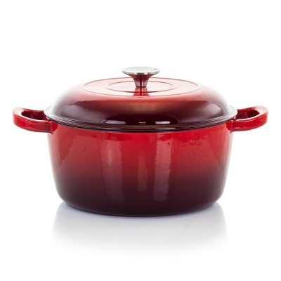 MegaChef 5 Quarts Round Enameled Cast Iron Casserole with Lid in Blue