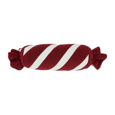 Saro Lifestyle Holiday Joy Peppermint Candy Poly Filled Throw Pillow, 5"x21", Red
