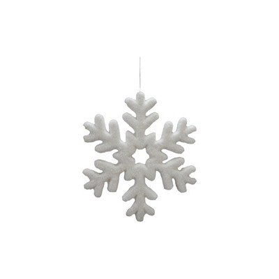 Storied Home Wide Flocked Foam Snowflake Ornament, White