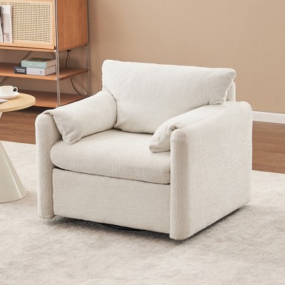 Modern Swivel Accent Chair Single Seater - 360¡ã Rotating Lounge Chair with Chenille Fabric & High-Resilience Cushion, Ergonomic Reading Sofa Chair