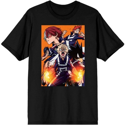 My Hero Academia Anime Cartoon Characters Group Men's Black Graphic Tee