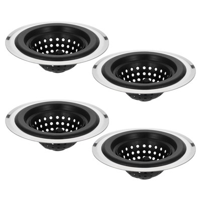 Unique Bargains Silicone with Detachable Stainless Steel Edge Sink Strainer 4 Pcs