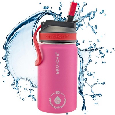GROSCHE Lil Chill 12 oz Kids Water Bottle Insulated Water Bottle with Straw for Kids School with Straw Sip Lid
