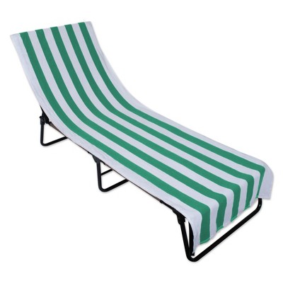 Design Imports Bright Aqua Stripe Lounge Chair Beach Towel With Top Fitted Pocket 26X82