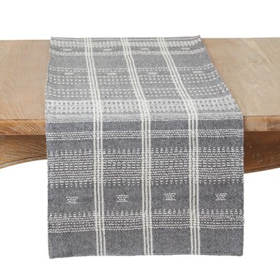 Saro Lifestyle Modernist Woven Stripe Table Runner, 16"x72", Gray