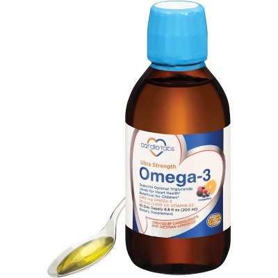Cardiotabs Ultra Strength Liquid Omega-3 + Vitamin D3, 4,500 mg Omega-3s, 2,130 mg DHA & EPA, 1,000 IU D3, Fish Oil & Calamarine - 6.8 fl oz