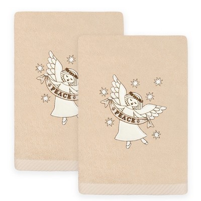Linum Home Textiles Christmas ANGEL - Embroidered Luxury 100% Turkish Cotton Hand Towels