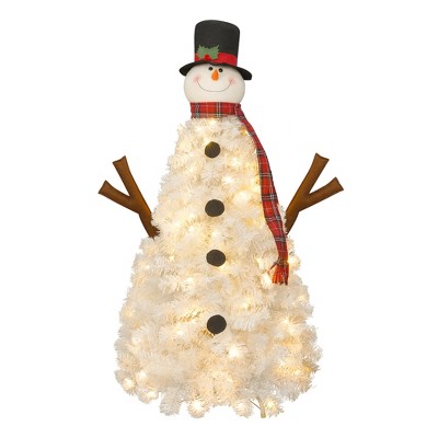 Gulches 4ft Pre-lit Snowman Xmas Tree,100 Lights,380 PVC Branch Tips,Indoor&Outdoor Decor