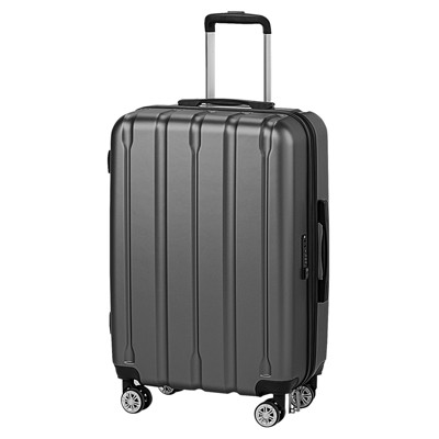 Karl Home 3 Piece Set of Vertical  striped Trolley Cases (20in, 24in, 28in) ABS PC Material Black
