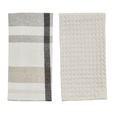 Split P Mason Plaid Dishtowel and White Waffle Weave Dishcloth Bundle of 2