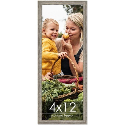 PosterPalooza | 4x12 Thin Barnwood Picture Frame, UV Acrylic, 2 Finishes - Grey and Black